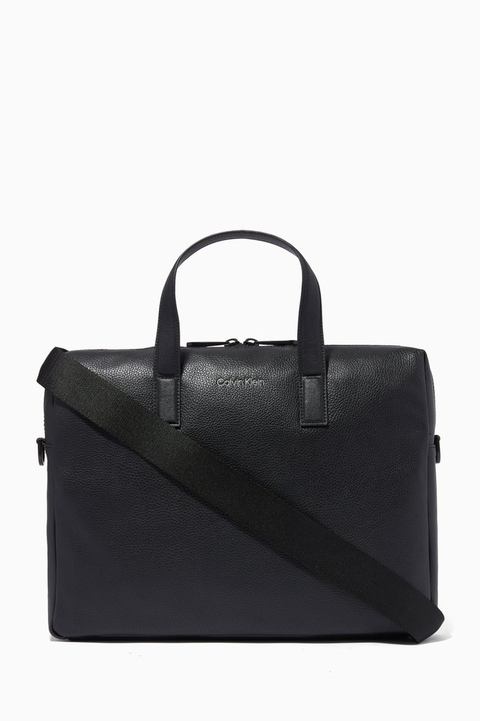 

Laptop Bag in Recycled Faux Leather, Black