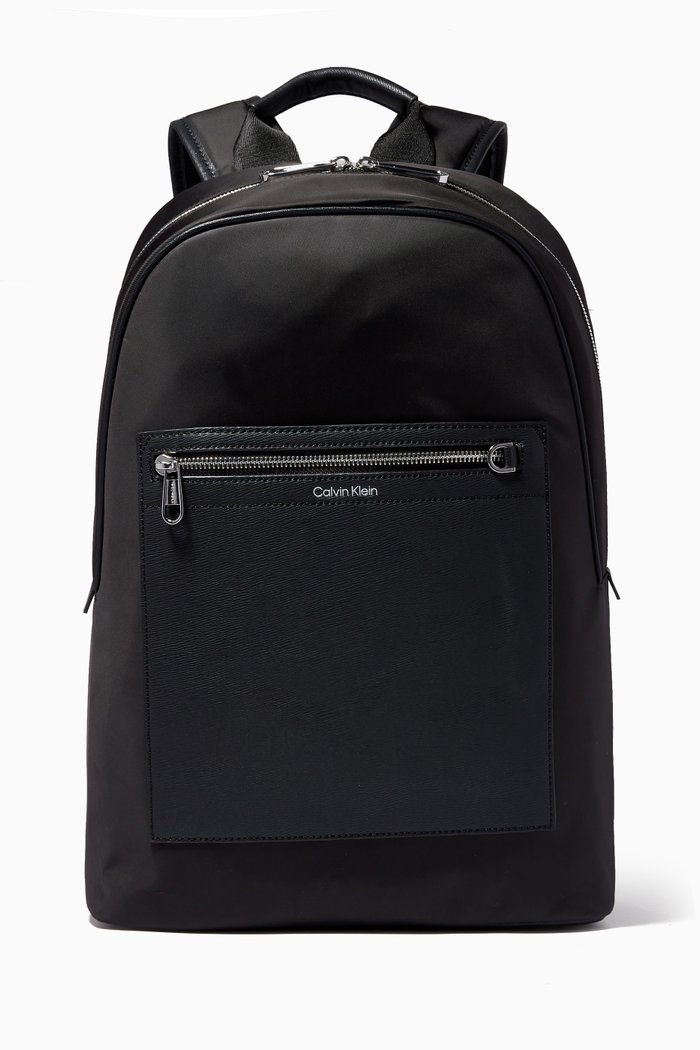 

Classic Round Backpack in Recycled Faux Leather, Black