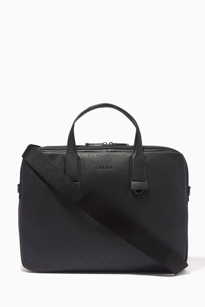 

Laptop Bag in Perforated Recycled Faux Leather, Black