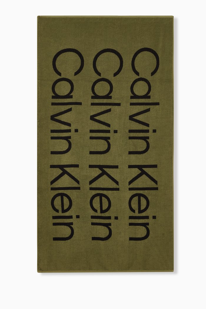 Logo Beach Towel in Organic Cotton, Neutral