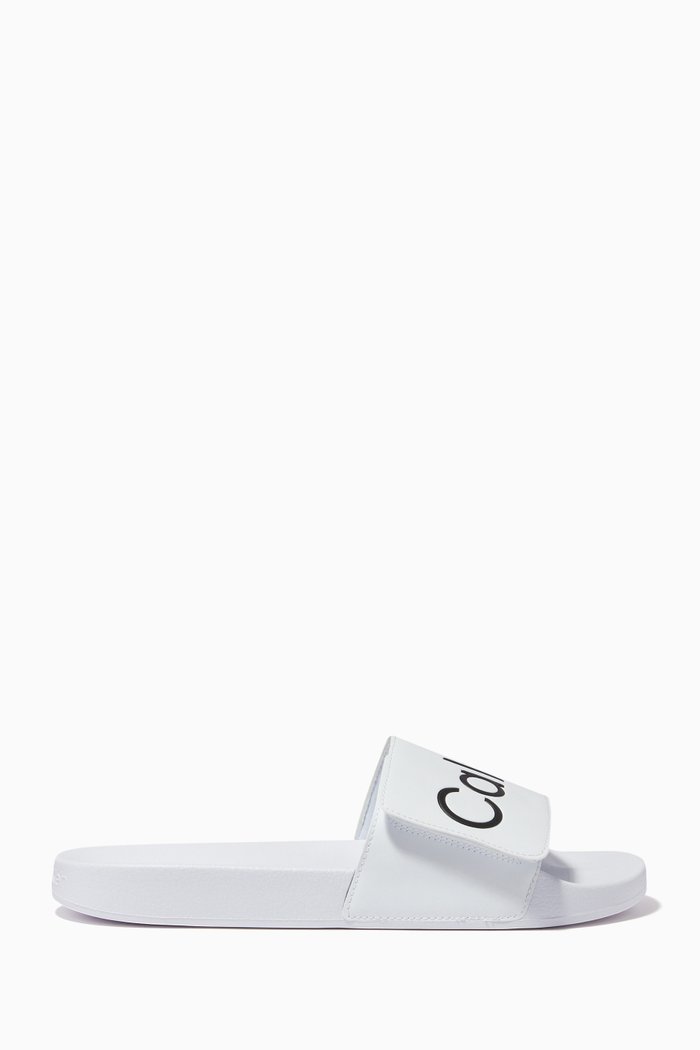 

Logo Slides in Faux Leather, White