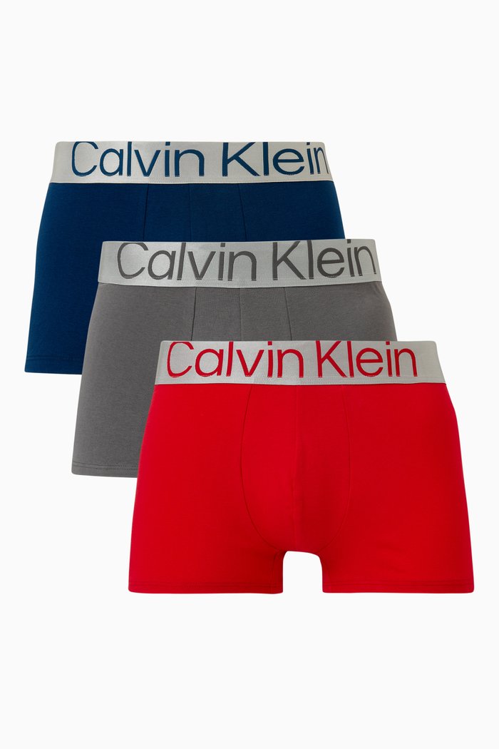 

Logo Trunks in Stretch Cotton, Set of 3, Multicolour