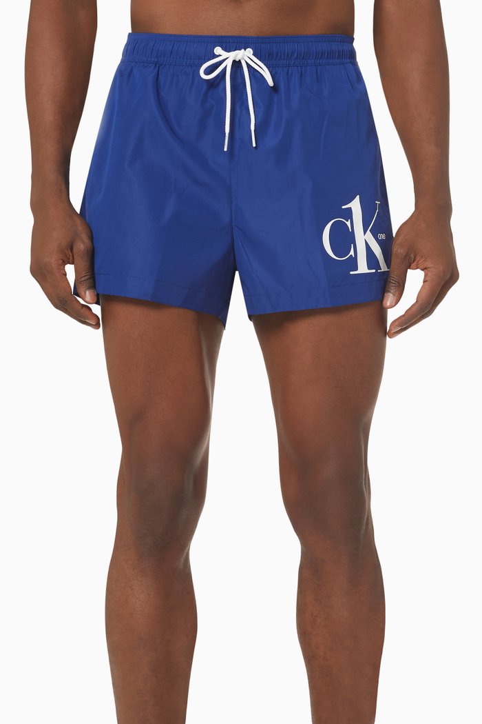 

Short Drawstring Swim Shorts, Blue