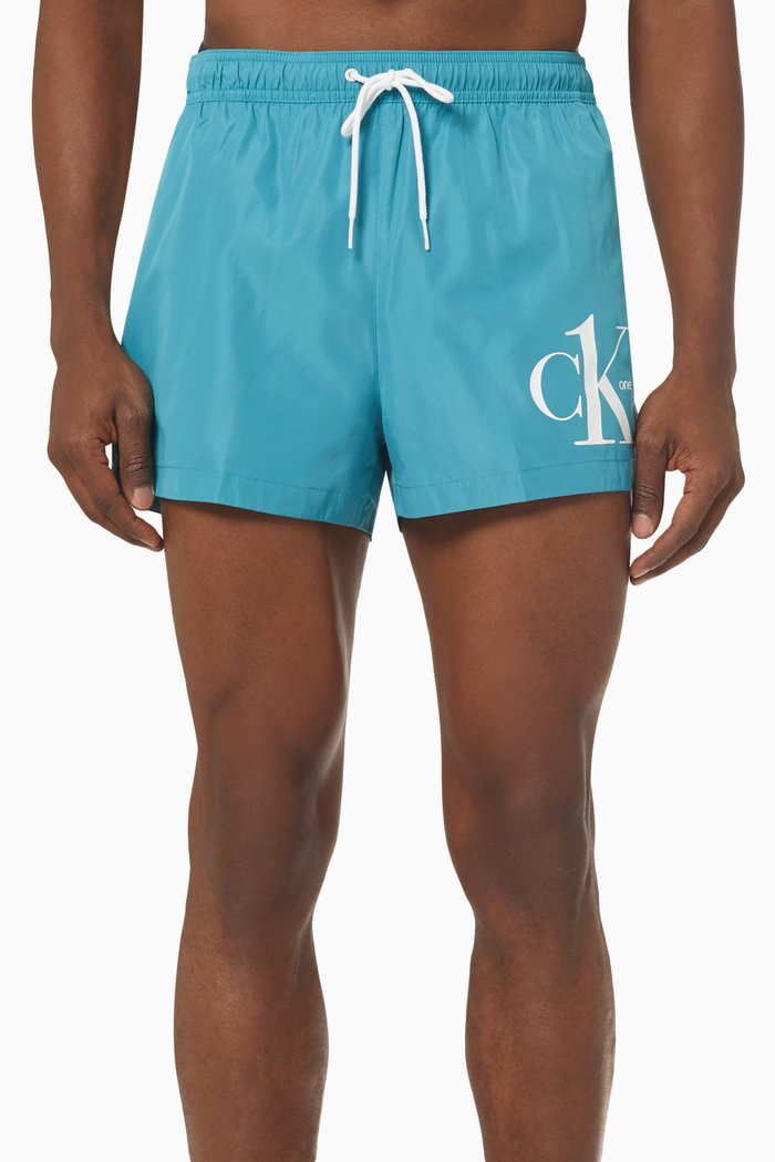 

Short Drawstring Swim Shorts, Blue