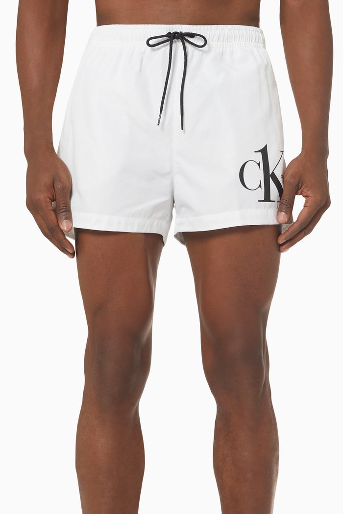 

Short Drawstring Swim Shorts, White