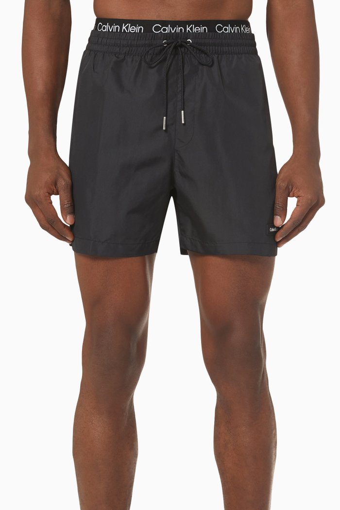 

Double Waistband Swim Shorts, Black