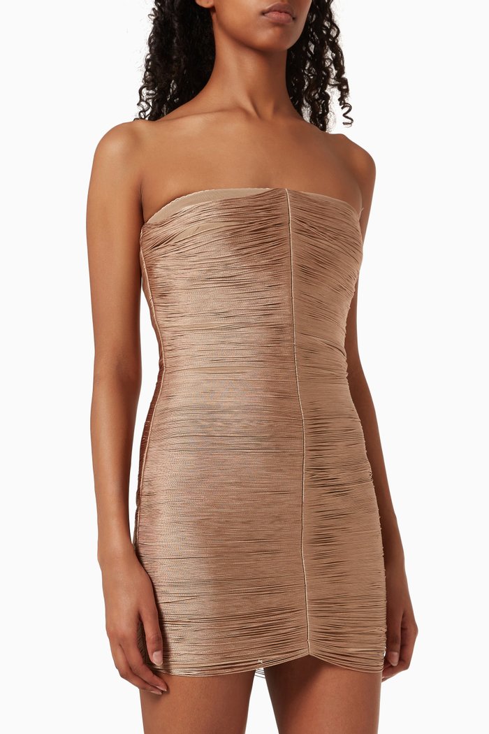 

Fringe Tube Dress in Stretch Nylon, Neutral