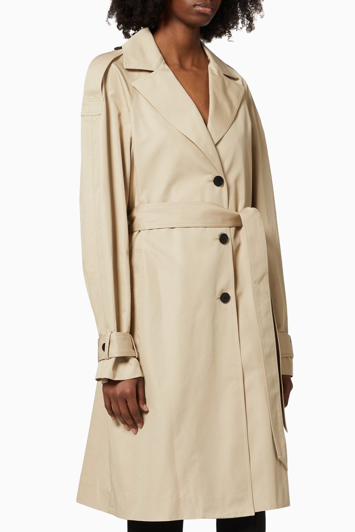 

Logo Tape Trench Coat in Cotton Garbadine, Neutral