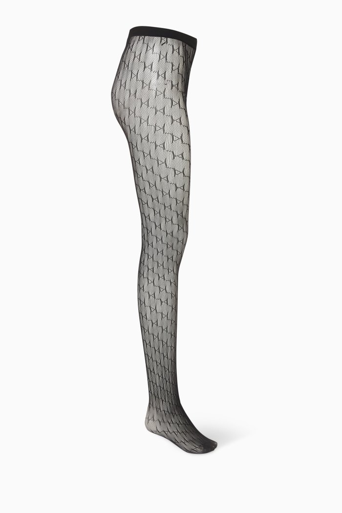 

K/Monogram Tights in Nylon Knit, Black