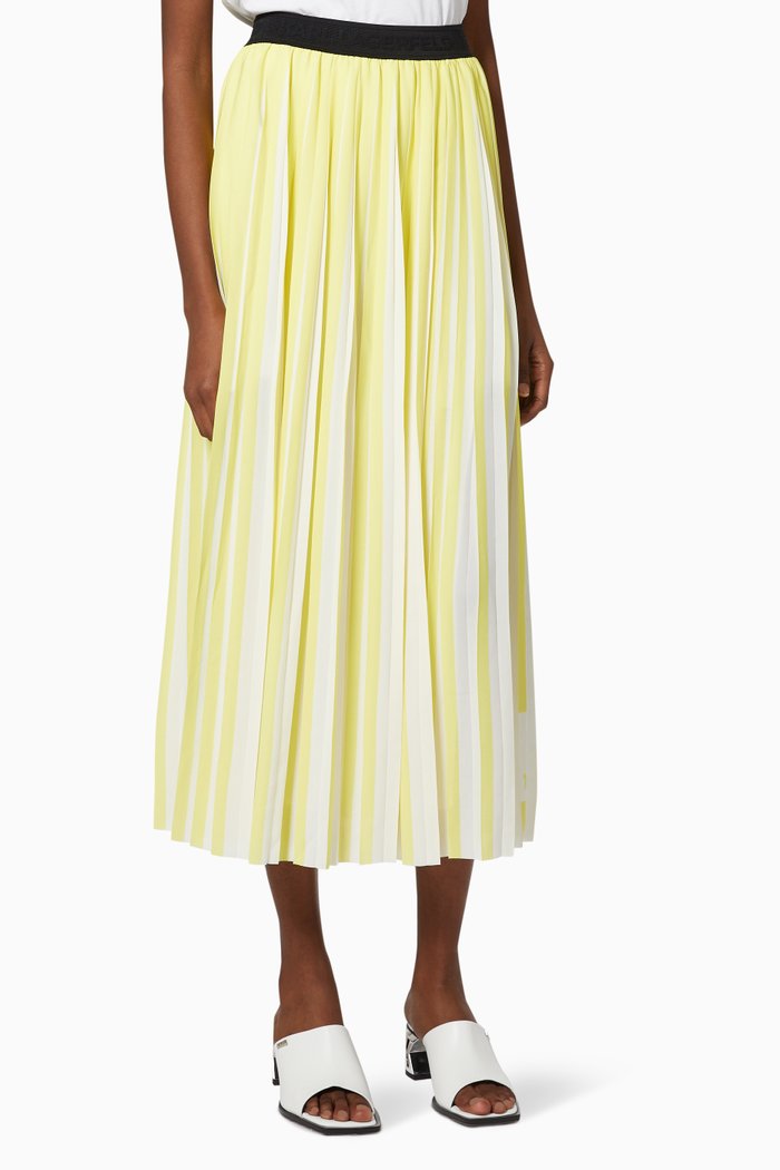 

Logo Pleated Maxi Skirt in Crêpe, Yellow
