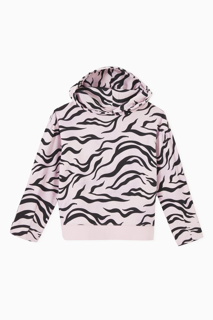 

Zebra Print Hoodie in Cotton, Multicolour