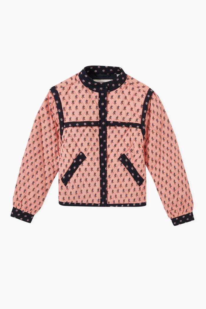 

Quilted Inbet Print Jacket in Cotton Blend, Multicolour