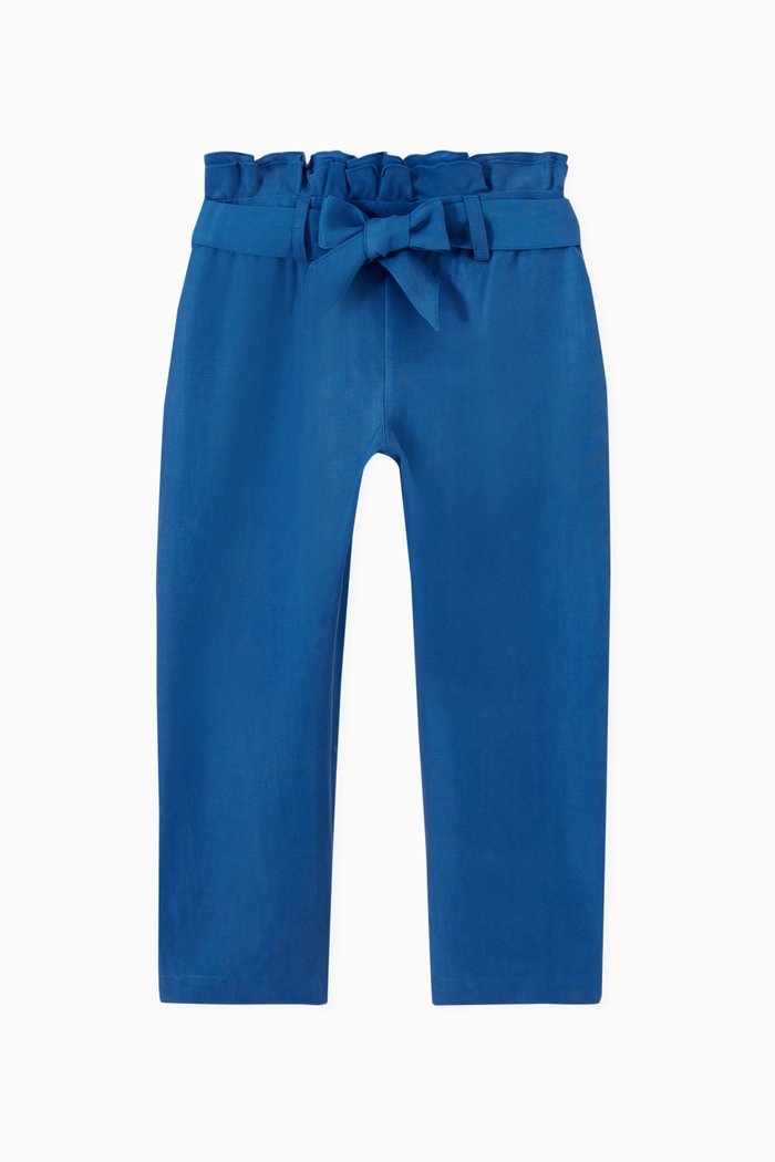 

Ruffle Detail Pants in Cupro, Blue