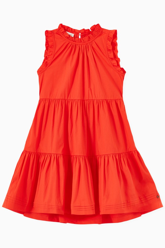 

Tiered Frill Maxi Dress in Organic Cotton, Orange