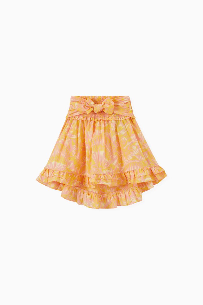 

Printed Frill Skirt in Cotton, Multicolour