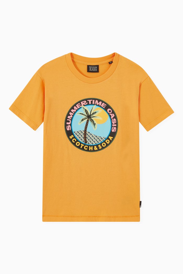 

Summer Logo Print T-Shirt in Organic Cotton, Orange