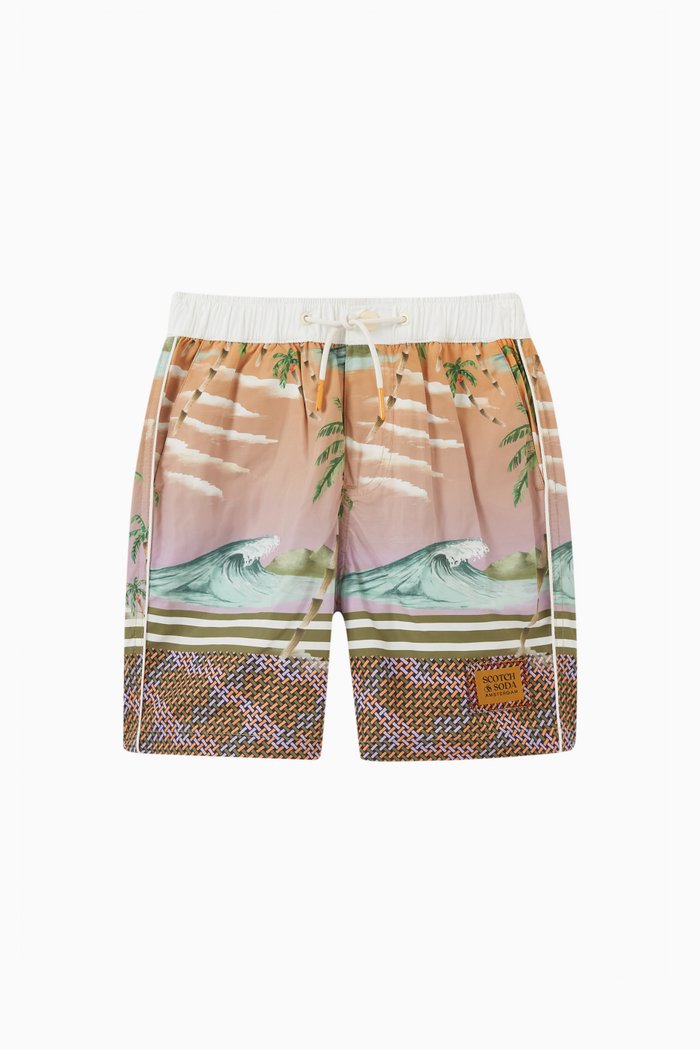 

Gradient Graphic Print Swim Shorts, Multicolour