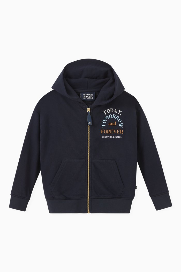 

Logo Zip-up Hoodie in Cotton, Blue