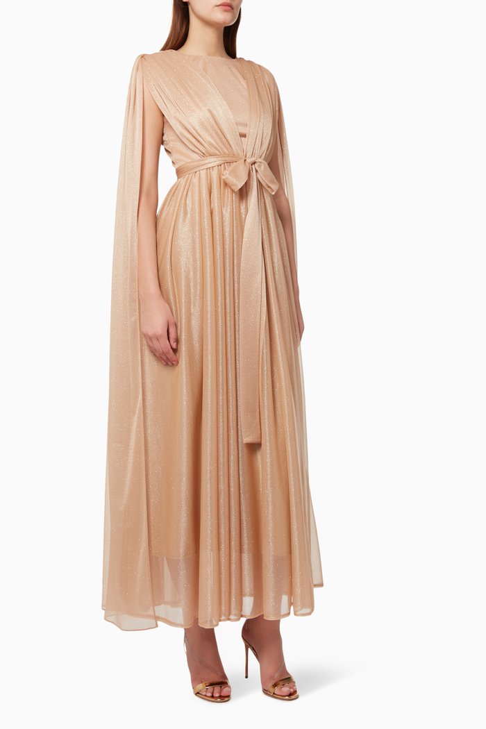 

Shimmery Cape Dress, Neutral