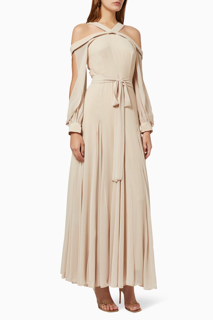 Cold-shoulder Dress, Neutral