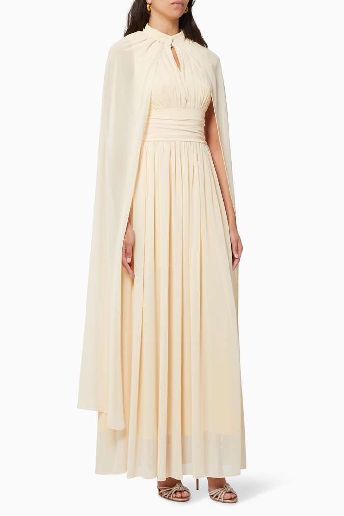 

Draped Cape Dress in Chiffon, Neutral