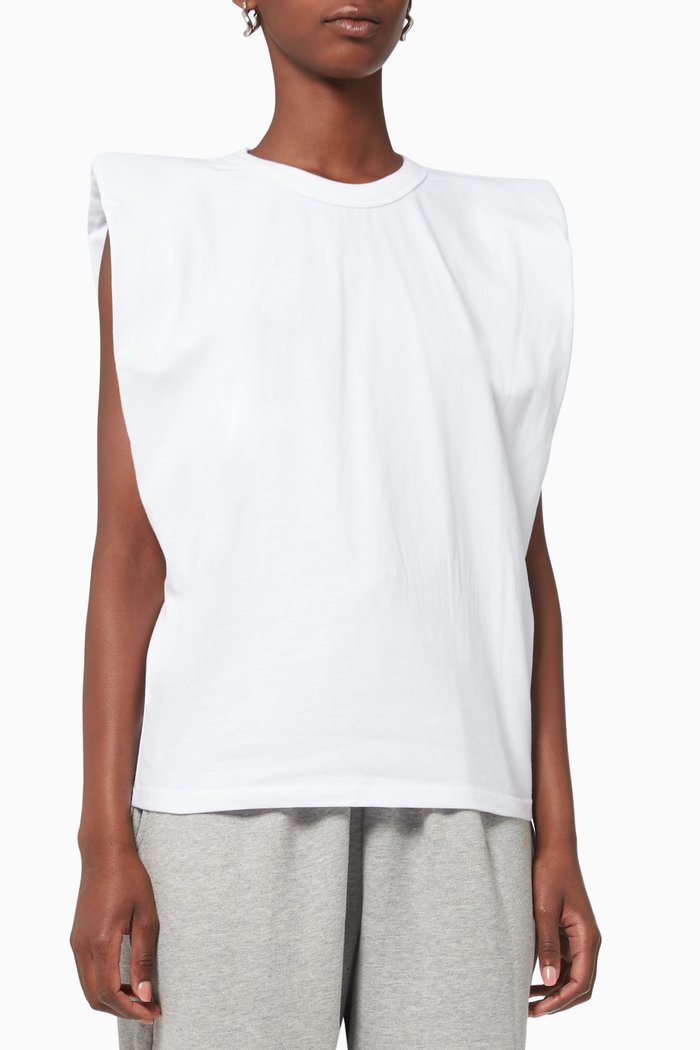 

Eva Padded Shoulder Muscle T-shirt in Cotton, White