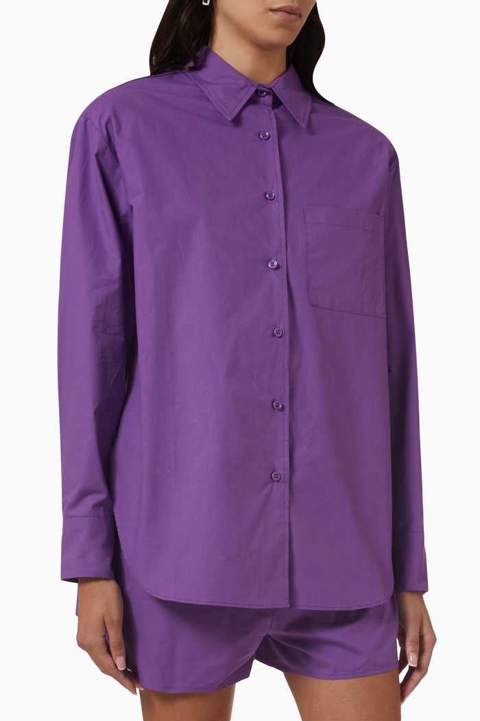 

Lui Oversized Shirt in Organic Cotton, Purple