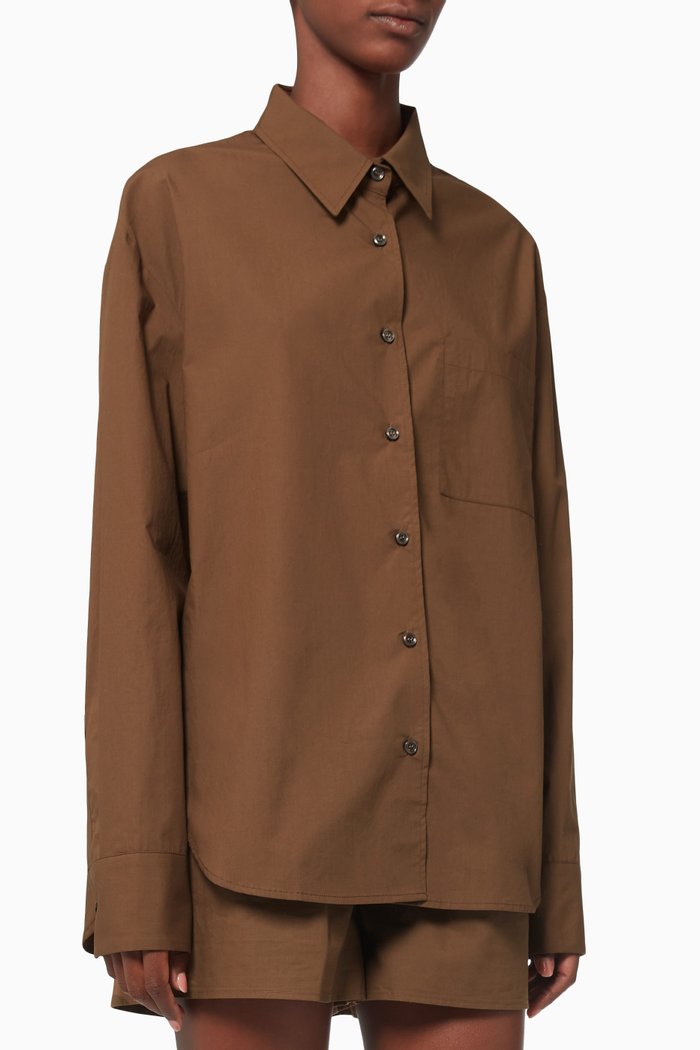 

Lui Oversized Shirt in Organic Cotton, Brown