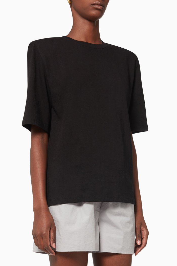 

Carrington Padded Shoulder Muscle T-shirt in Cotton, Black