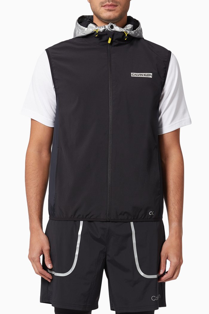 

Hooded Vest in Technical Stretch Blend, Black