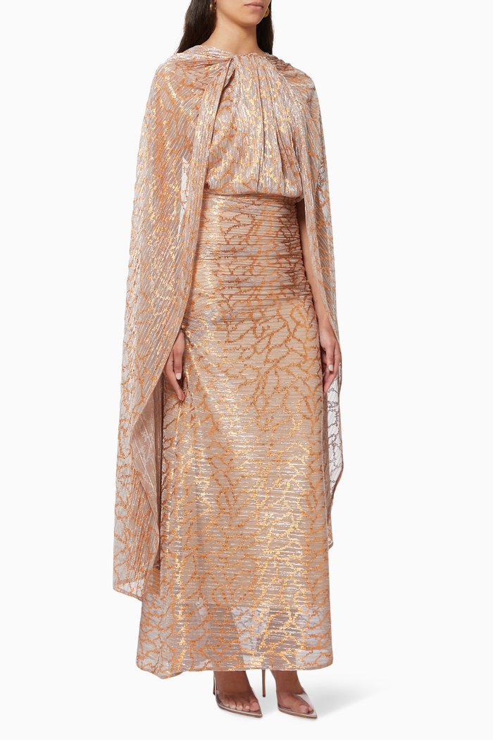 

Shimmer Cape Dress, Gold