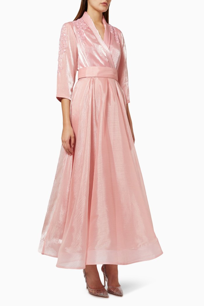 

Embellished Wrap Dress in Shimmer Organza, Pink