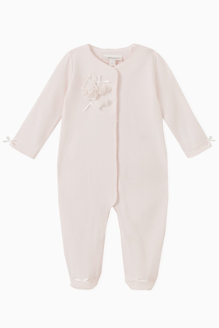 3D Rosette Footed Overall, Pink