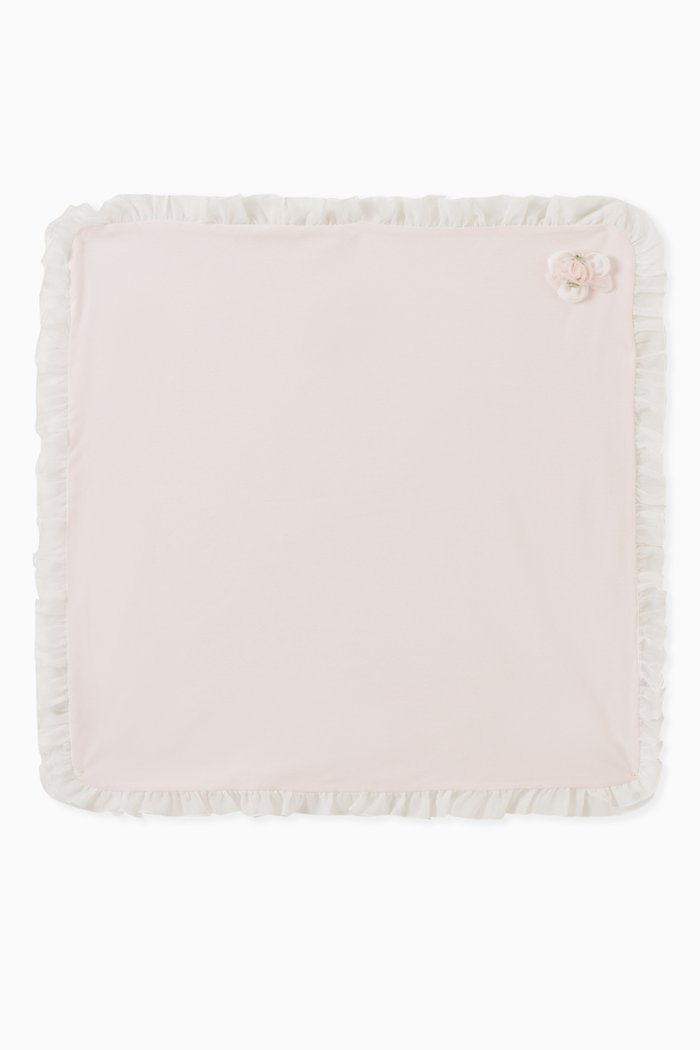 

3D Rosette & Chiffon Ruffle Blanket, Pink