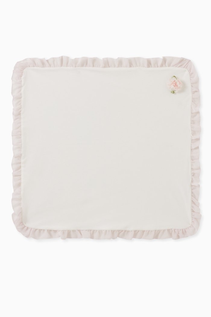 

3D Rosette & Chiffon Ruffle Blanket, Neutral