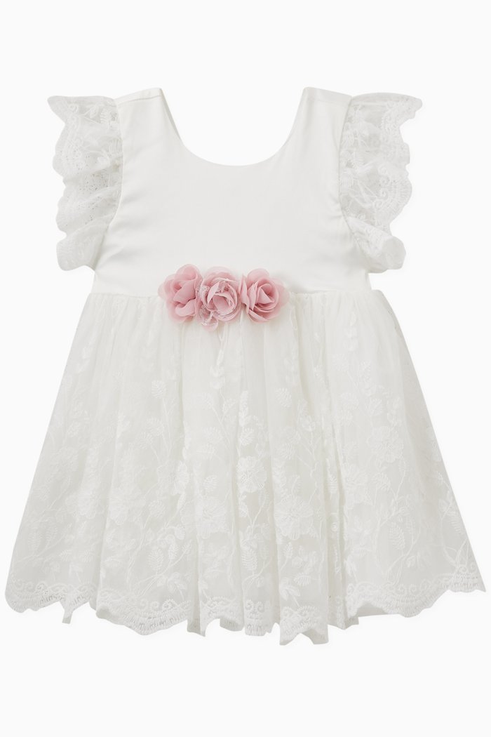 

Lace Rosettes Dress, Neutral
