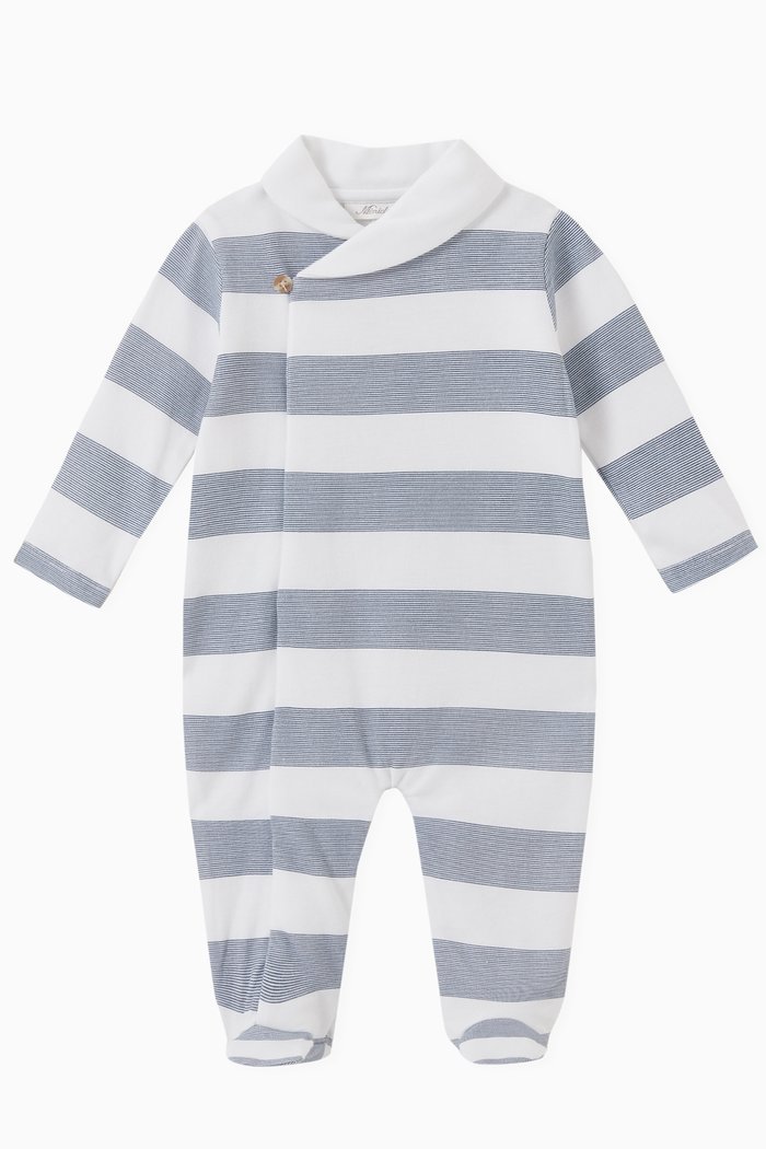 

Striped Footed Coverall in Navy, Blue
