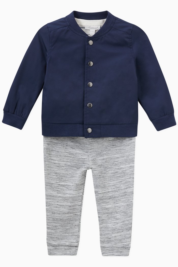 Bomber Jacket, T-shirt and Pants Set, Blue