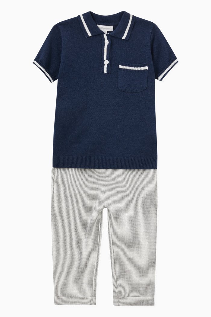 

Sweater Polo Top & Pants Set, Blue