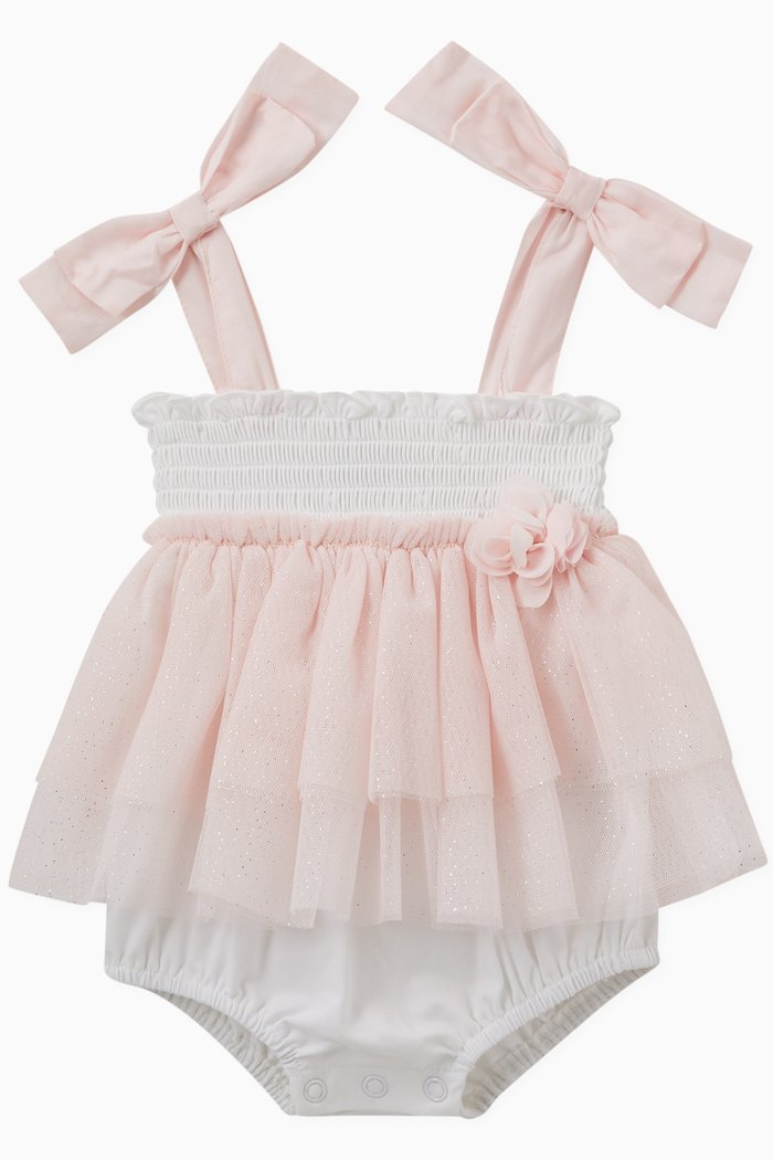 

Rosettes & Sparkle Tulle Romper, Pink