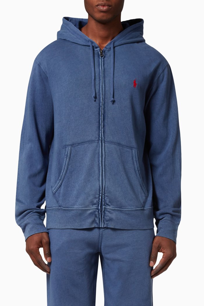 

Zip Hoodie in Cotton, Blue