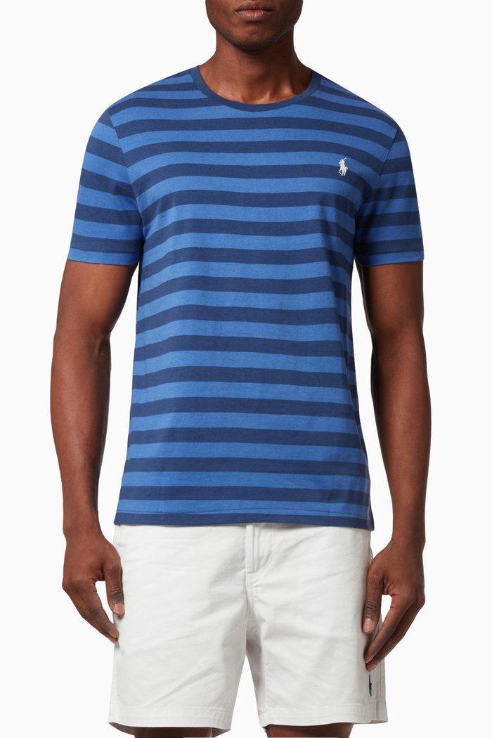 

Custom Slim Fit Striped T-shirt in Jersey, Blue