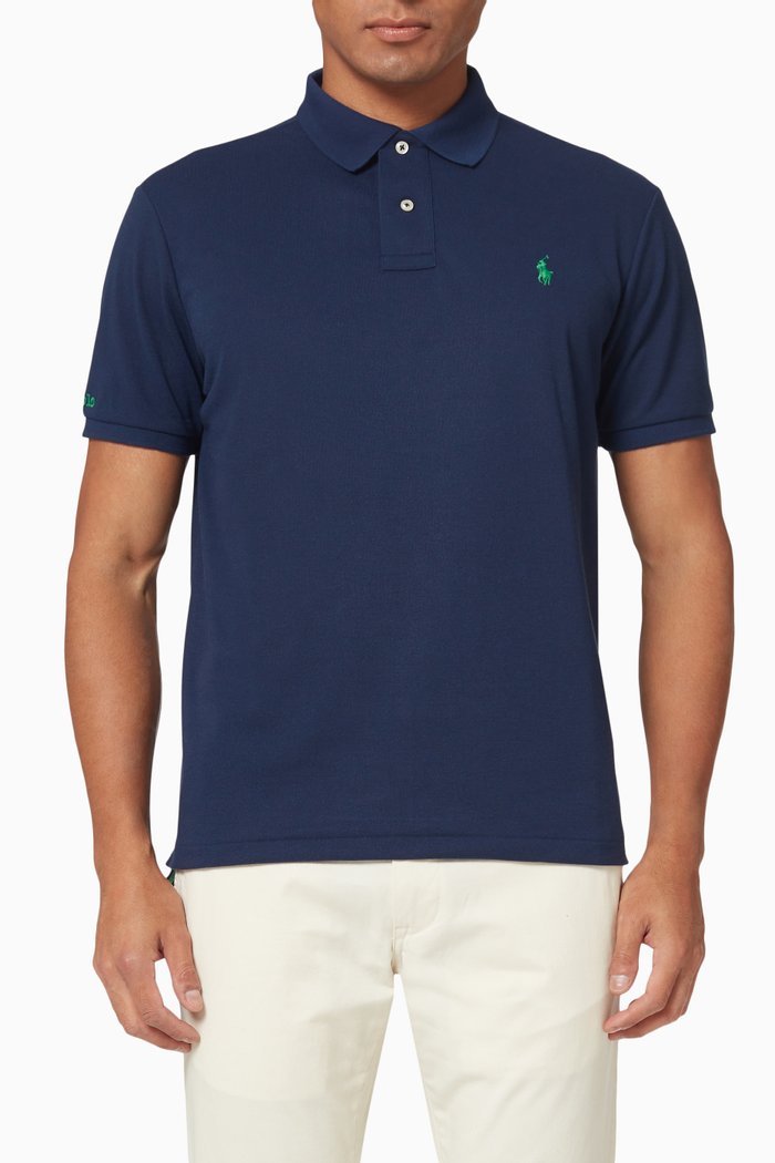 

Polo Shirt in Recycled Mesh, Blue