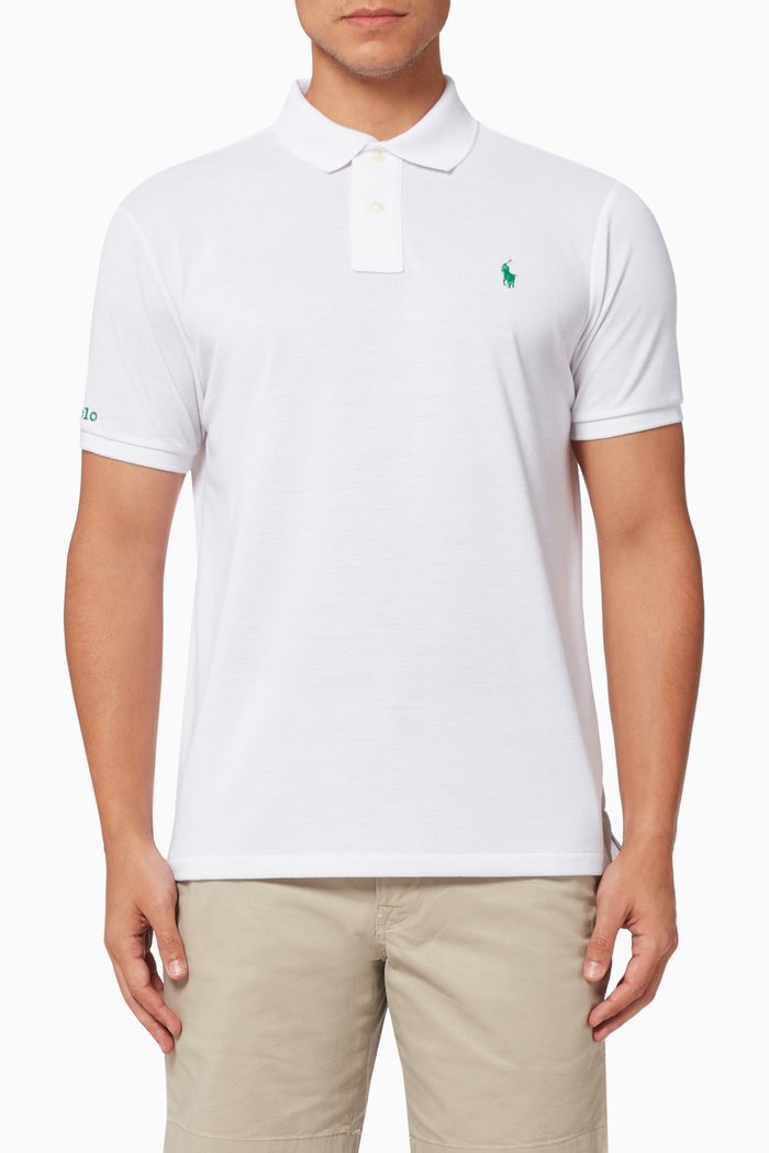 

Slim Fit Polo Shirt in Recycled Mesh, White