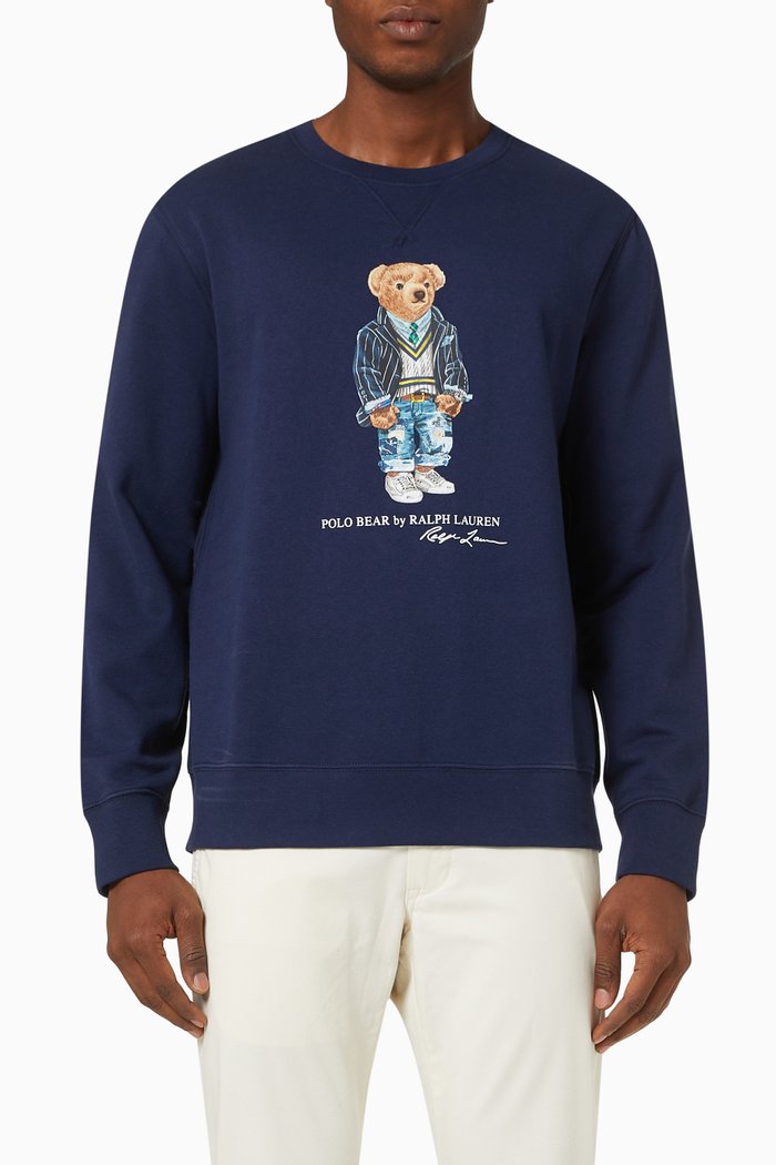 Polo Bear Sweater in in Fleece, Blue
