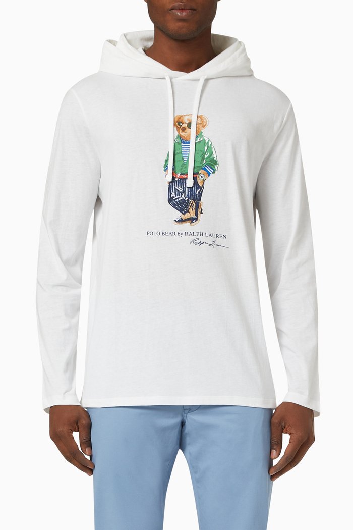 

Polo Bear Hooded T-shirt in Jersey, White