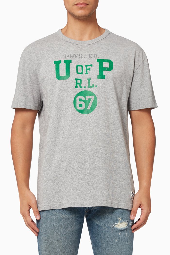 

Classic Fit Graphic T-shirt in Cotton Jersey, Grey