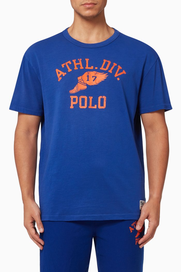 

Classic Fit Graphic T-shirt in Cotton Jersey, Blue