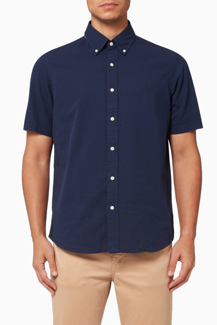 

Sport Shirt in Seersucker, Blue
