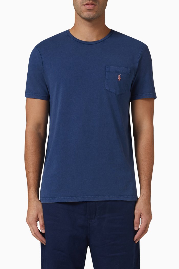 

T-shirt in Cotton & Linen, Blue